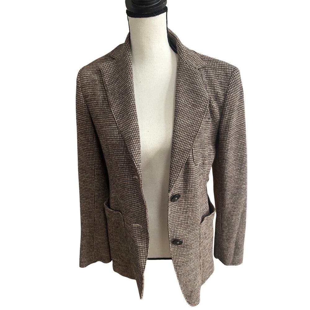 Max Mara Weekend Wool Blend Houndstooth Blazer Br… - image 2
